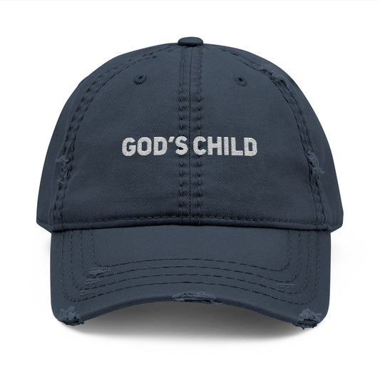 Distressed Dad Hat - God's Child Embroidery - Casual Everyday Accessory