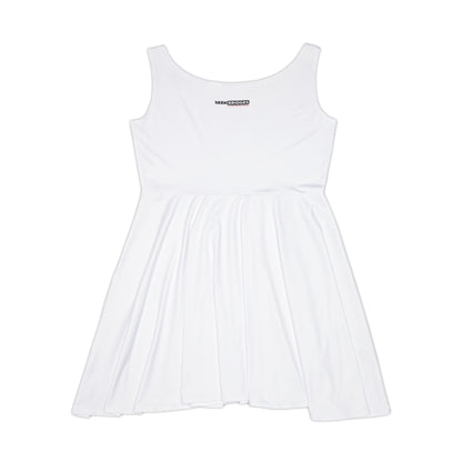 Casual White Women's Skater Dress with Printed Detail
