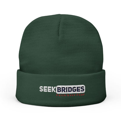 Inspirational Knit Beanie - "Seek Bridges: Faith Over Fear"