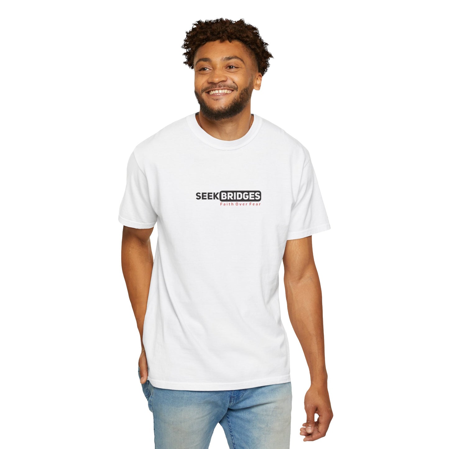 Unisex Garment-Dyed T-Shirt - 'Seek Bridges: Faith Over Fear' Inspirational Tee