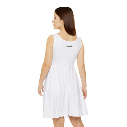 Casual White Women's Skater Dress with Printed Detail