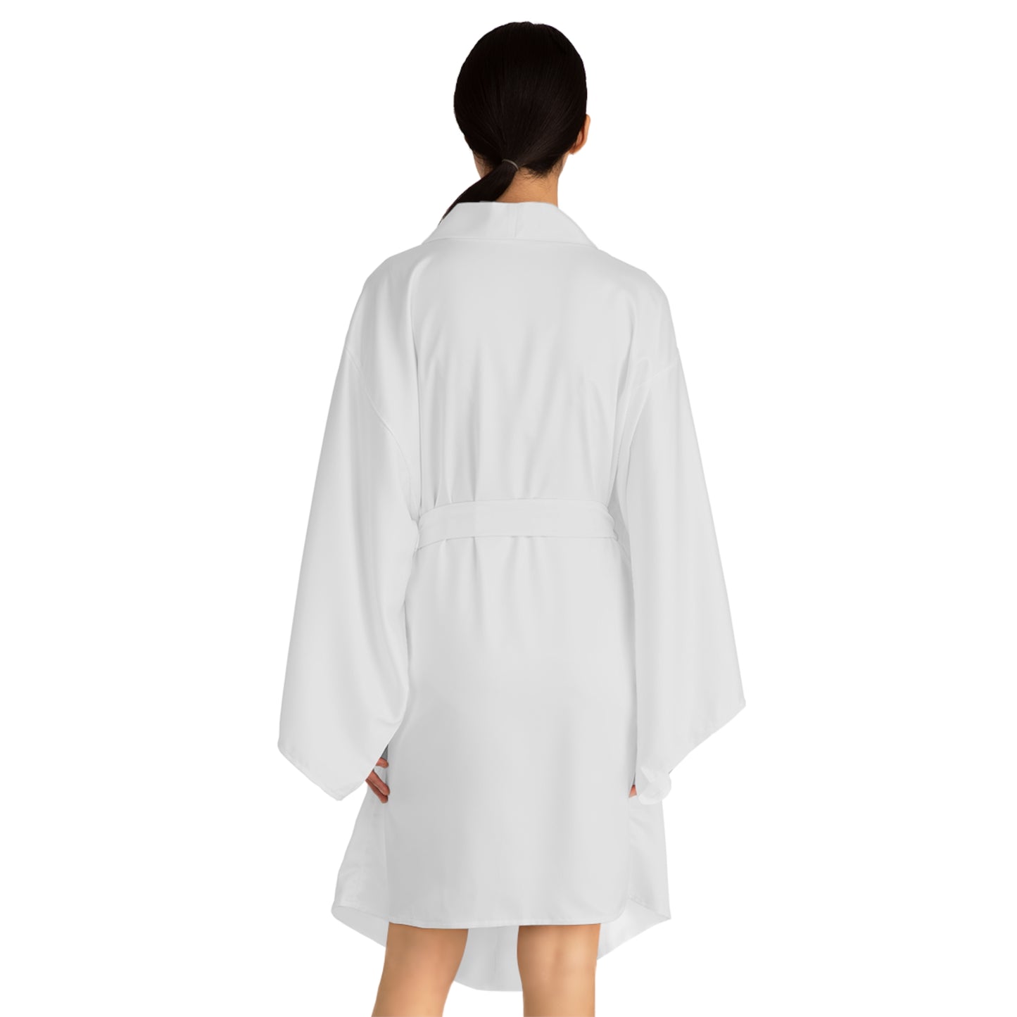 Elegant White Long Sleeve Kimono Robe for Relaxation and Spa Days
